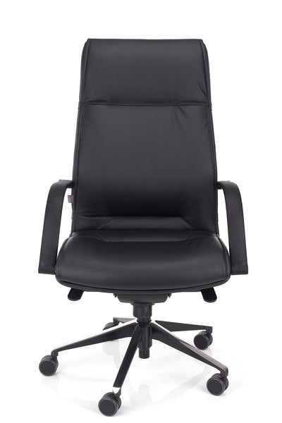 Velik in udoben računalniški stol comfort mpd črne barve v usnju