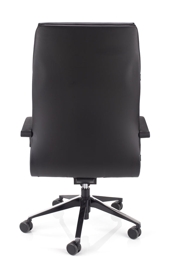Kakovosten pisarniški stol comfort sinhron v usnju črne barve z ergonomsko oblikovanim naslonom za udobno sedenje